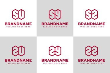 ABD YS ZS UZ YZ baş harfleri için SU SZ ZU ZY ZZ Geometrik Logo Seti