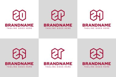 OZ PZ QZ RZ baş harfleri için ZO ZQ ZR ZR Geometrik Logo Seti