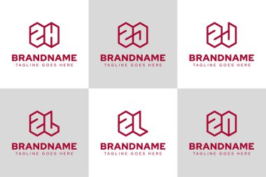 HZ JZ LZ NZ baş harfleri için ZH ZJ ZL Geometrik Logo Seti