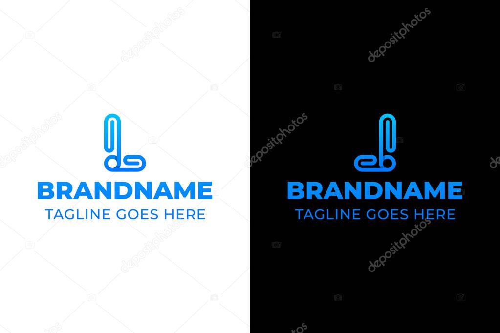 Letter L and J Paper Clip Logo, symbolizing connection, organization, and simplicity