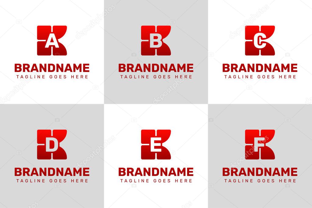Letters KA KB KC KD KE KF Technology Logo Set, symbolizing innovation, progress, and smart solutions