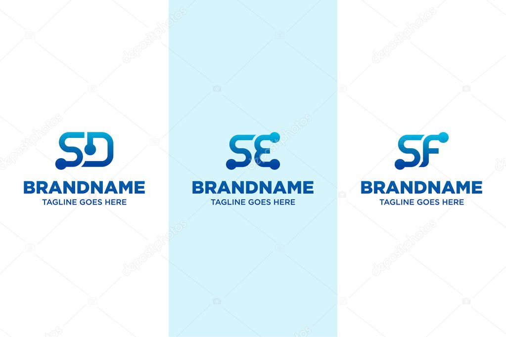 Letters SD SE SF Technology Logo, symbolizing innovation, digital growth, and connectivity