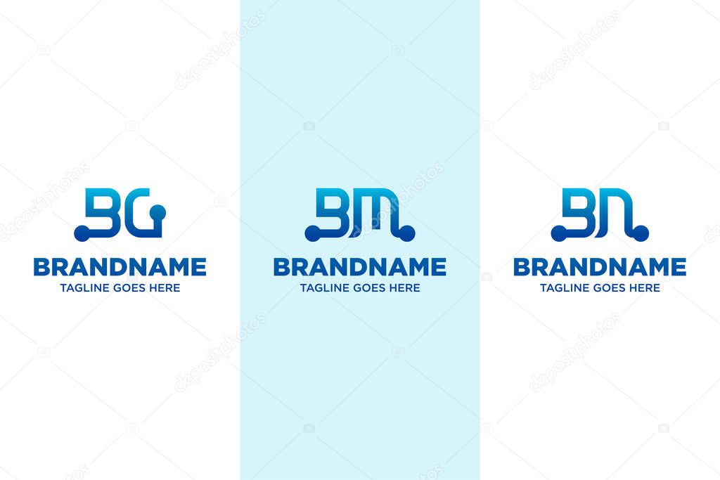 Letters BG BM BN Technology Logo, symbolizing innovation, digital growth, and connectivity
