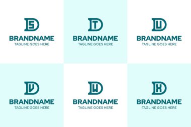Letters DS DT DU DV DW DX Monogram Logo Set, for SD TD UD VD WD XD initials