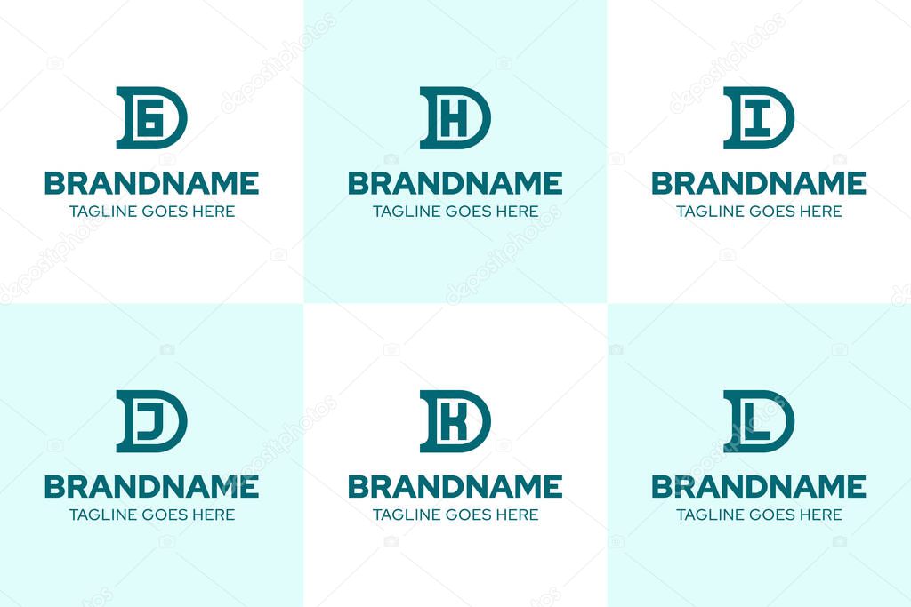 Letters DG DH DI DJ DK DL Monogram Logo Set, for GD HD ID JD KD LD initials