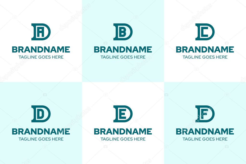 Letters DA DB DC DD DE DF Monogram Logo Set, for AD BD CD DD ED FD initials
