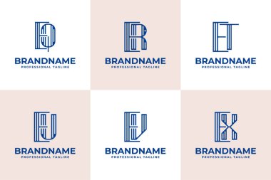 EQ ER EQ ET AB EV EX Stripe Logosu, QE RE TE UE VE XE baş harfleriyle iş yapmak için