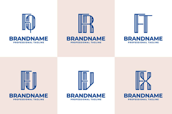 Letters FQ FR FT FU FV FX Stripe Logo, for business with QF RF TF UF VF XF initials