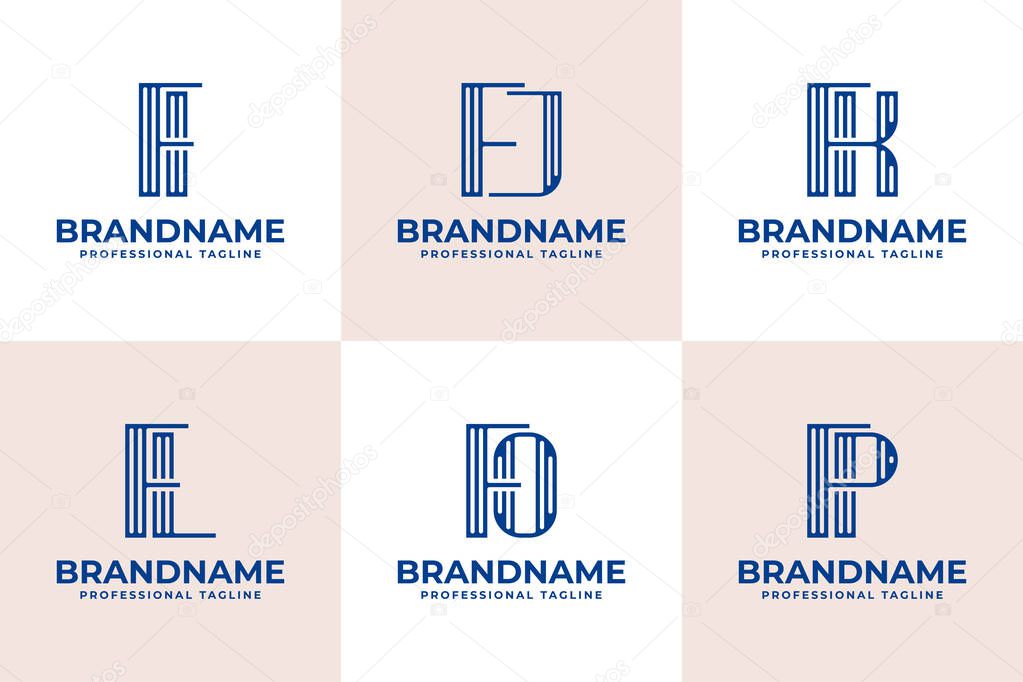 Letters FI FJ FK FL FO FP Stripe Logo, for business with IF JF KF LF OF PF initials