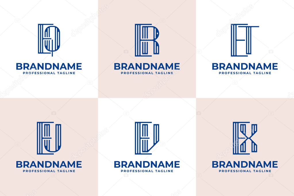 Letters EQ ER ET EU EV EX Stripe Logo, for business with QE RE TE UE VE XE initials