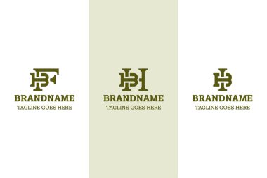 BF BH BI Monogram Logosu Seti, BFB BH HB BI IB baş harfleriyle iş için