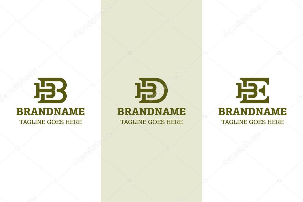Letters BB BD BE Monogram Logo Set, for business with BB BD DB BE EB initials