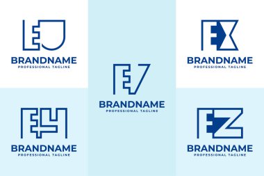 UE VE XE YE ZE Baş harfleri için AB EV EX EY EZ Monogram Logosu