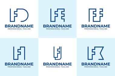 FD FE FE FF FI FJ FK Monogram Logosu, JF KF Baş harfleri için DF EF FF