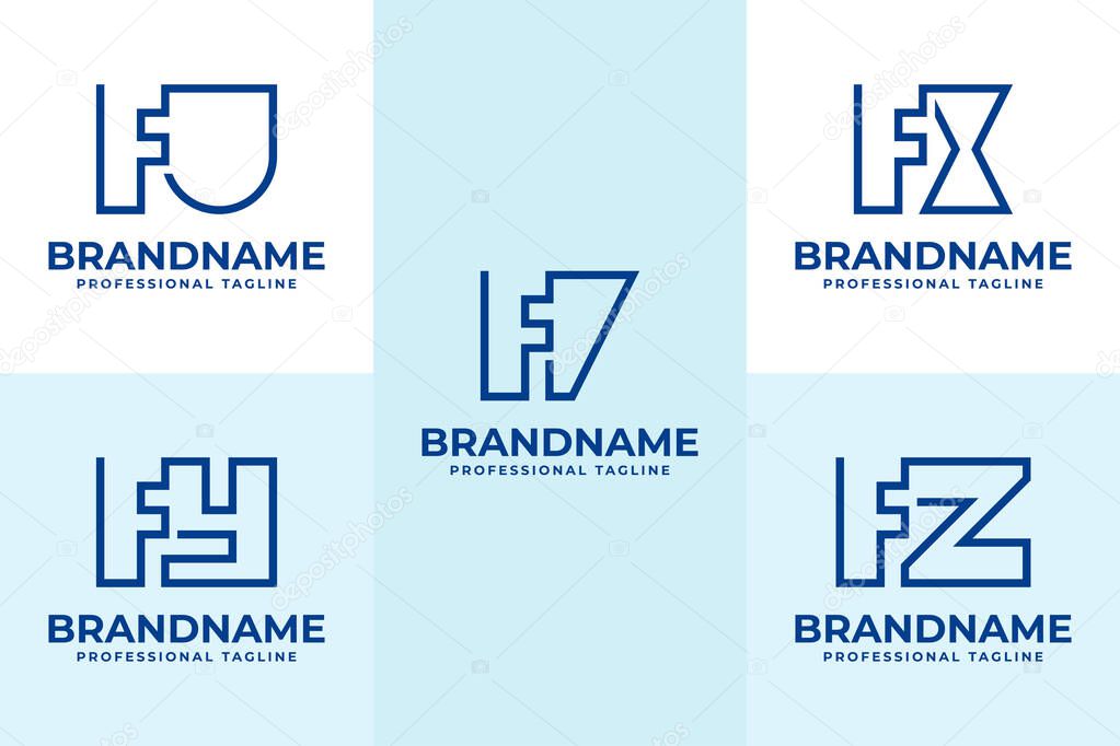 Letters FU FV FX FY FZ Monogram Logo, for UF VF XF YF ZF Initials