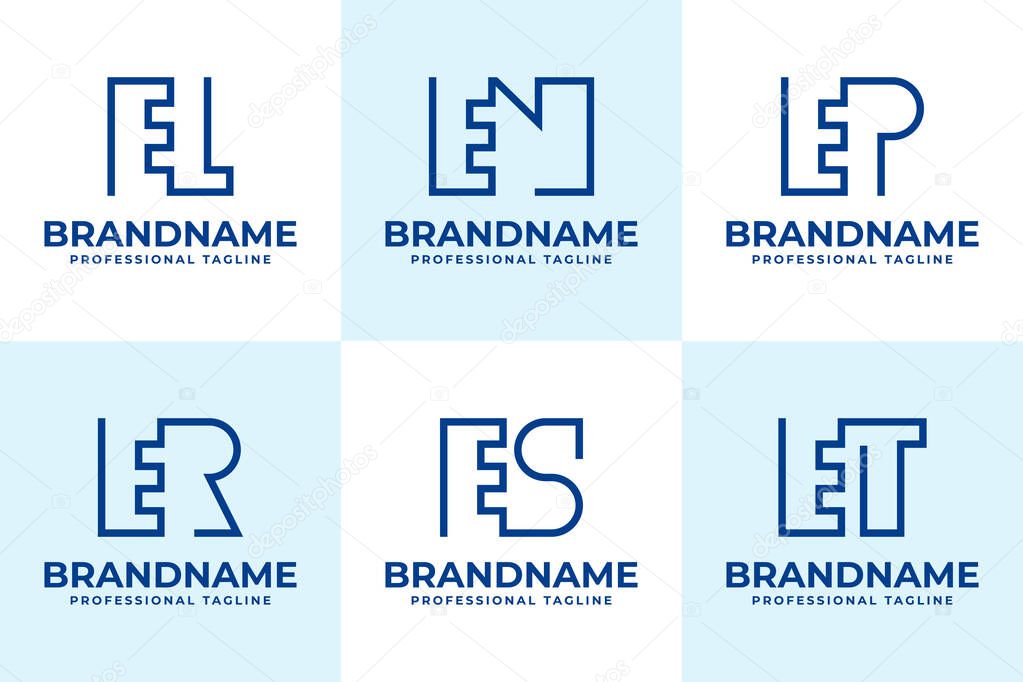 Letters EL EN EP ER ES ET Monogram Logo, for LE NE PE RE SE TE Initials
