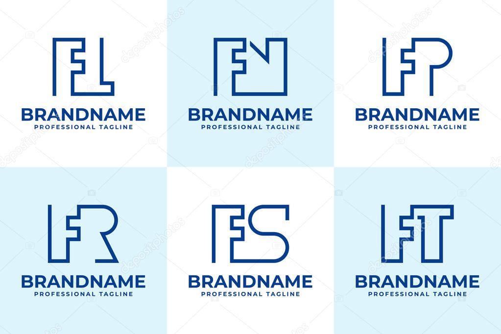 Letters FL FN FP FR FS FT Monogram Logo, for LF NF PF RF SF TF Initials