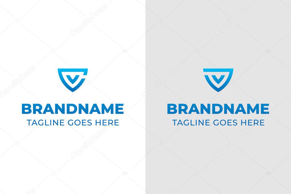 Letters CV and JV Shield Logo, symbolizing protection, strength, and reliability