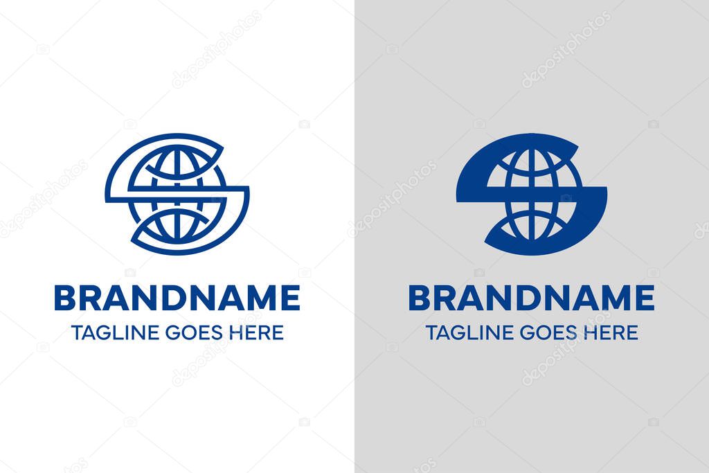 Letter S Globe Logo Set, symbolizing global reach, connection, and innovation