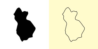 Vladimir haritası, Rusya, Avrupa. Doldurulmuş ve çizilmiş harita tasarımları. Vektör illüstrasyonu