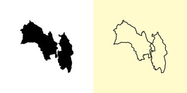 Viken haritası, Norveç, Avrupa. Doldurulmuş ve çizilmiş harita tasarımları. Vektör illüstrasyonu
