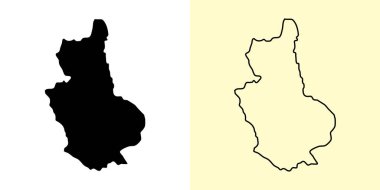 Trongsa haritası, Butan, Asya. Doldurulmuş ve çizilmiş harita tasarımları. Vektör illüstrasyonu