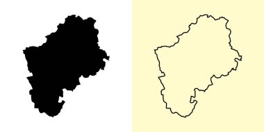 Sliven haritası, Bulgaristan, Avrupa. Doldurulmuş ve çizilmiş harita tasarımları. Vektör illüstrasyonu