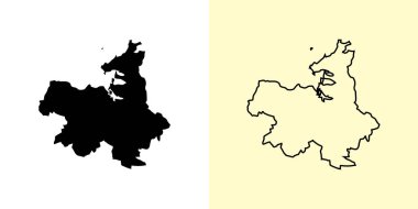 Sligo haritası, İrlanda, Avrupa. Doldurulmuş ve çizilmiş harita tasarımları. Vektör illüstrasyonu