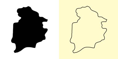 Skrunda haritası, Letonya, Avrupa. Doldurulmuş ve çizilmiş harita tasarımları. Vektör illüstrasyonu