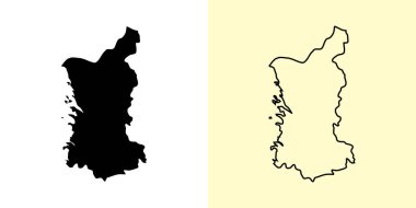 Satakunta haritası, Finlandiya, Avrupa. Doldurulmuş ve çizilmiş harita tasarımları. Vektör illüstrasyonu