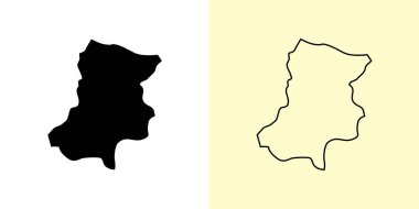 Sakarya haritası, Türkiye, Asya. Doldurulmuş ve çizilmiş harita tasarımları. Vektör illüstrasyonu