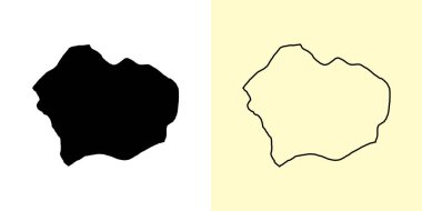 Aziz Joseph haritası, Dominica, Amerika. Doldurulmuş ve çizilmiş harita tasarımları. Vektör illüstrasyonu