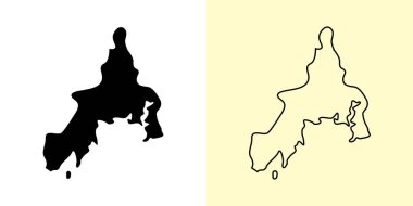 Rason haritası, Kuzey Kore, Asya. Doldurulmuş ve çizilmiş harita tasarımları. Vektör illüstrasyonu