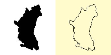 Perak map, Malaysia, Asia. Filled and outline map designs. Vector illustration