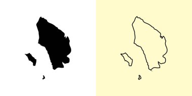 Kuzey Sumatra haritası, Endonezya, Asya. Doldurulmuş ve çizilmiş harita tasarımları. Vektör illüstrasyonu