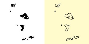 Kuzey Ege haritası, Yunanistan, Avrupa. Doldurulmuş ve çizilmiş harita tasarımları. Vektör illüstrasyonu