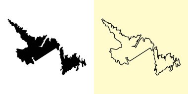 Newfoundland ve Labrador haritası, Kanada, Amerika. Doldurulmuş ve çizilmiş harita tasarımları. Vektör illüstrasyonu