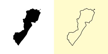 Negros Batı Haritası, Filipinler, Asya. Doldurulmuş ve çizilmiş harita tasarımları. Vektör illüstrasyonu