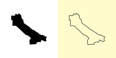 Lebap haritası, Türkmenistan, Asya. Doldurulmuş ve çizilmiş harita tasarımları. Vektör illüstrasyonu