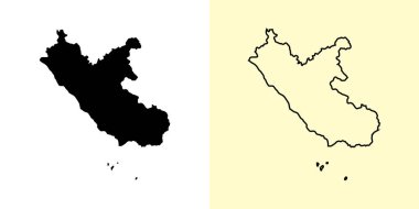 Lazio haritası, İtalya, Avrupa. Doldurulmuş ve çizilmiş harita tasarımları. Vektör illüstrasyonu