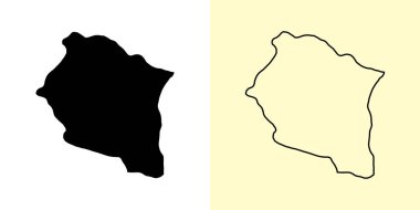 Kaski haritası, Nepal, Asya. Doldurulmuş ve çizilmiş harita tasarımları. Vektör illüstrasyonu