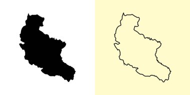 Kakheti haritası, Gürcistan, Asya. Doldurulmuş ve çizilmiş harita tasarımları. Vektör illüstrasyonu