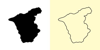 Ermera haritası, Doğu Timor, Asya. Doldurulmuş ve çizilmiş harita tasarımları. Vektör illüstrasyonu