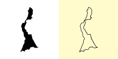 Doğu Berbice-Corentyne haritası, Guyana, Amerika. Doldurulmuş ve çizilmiş harita tasarımları. Vektör illüstrasyonu