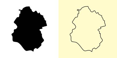 Drochia haritası, Moldova, Avrupa. Doldurulmuş ve çizilmiş harita tasarımları. Vektör illüstrasyonu