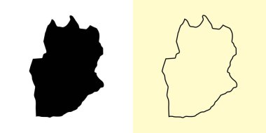 Dornogovi haritası, Moğolistan, Asya. Doldurulmuş ve çizilmiş harita tasarımları. Vektör illüstrasyonu