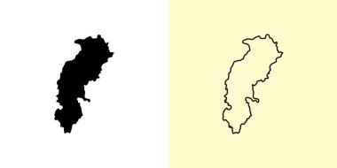 Chhattisgarh haritası, Hindistan, Asya. Doldurulmuş ve çizilmiş harita tasarımları. Vektör illüstrasyonu