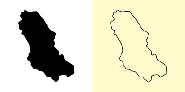 Çetince haritası, Karadağ, Avrupa. Doldurulmuş ve çizilmiş harita tasarımları. Vektör illüstrasyonu