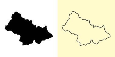 Bijelo Polje haritası, Karadağ, Avrupa. Doldurulmuş ve çizilmiş harita tasarımları. Vektör illüstrasyonu