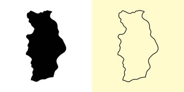 Bhojpur haritası, Nepal, Asya. Doldurulmuş ve çizilmiş harita tasarımları. Vektör illüstrasyonu